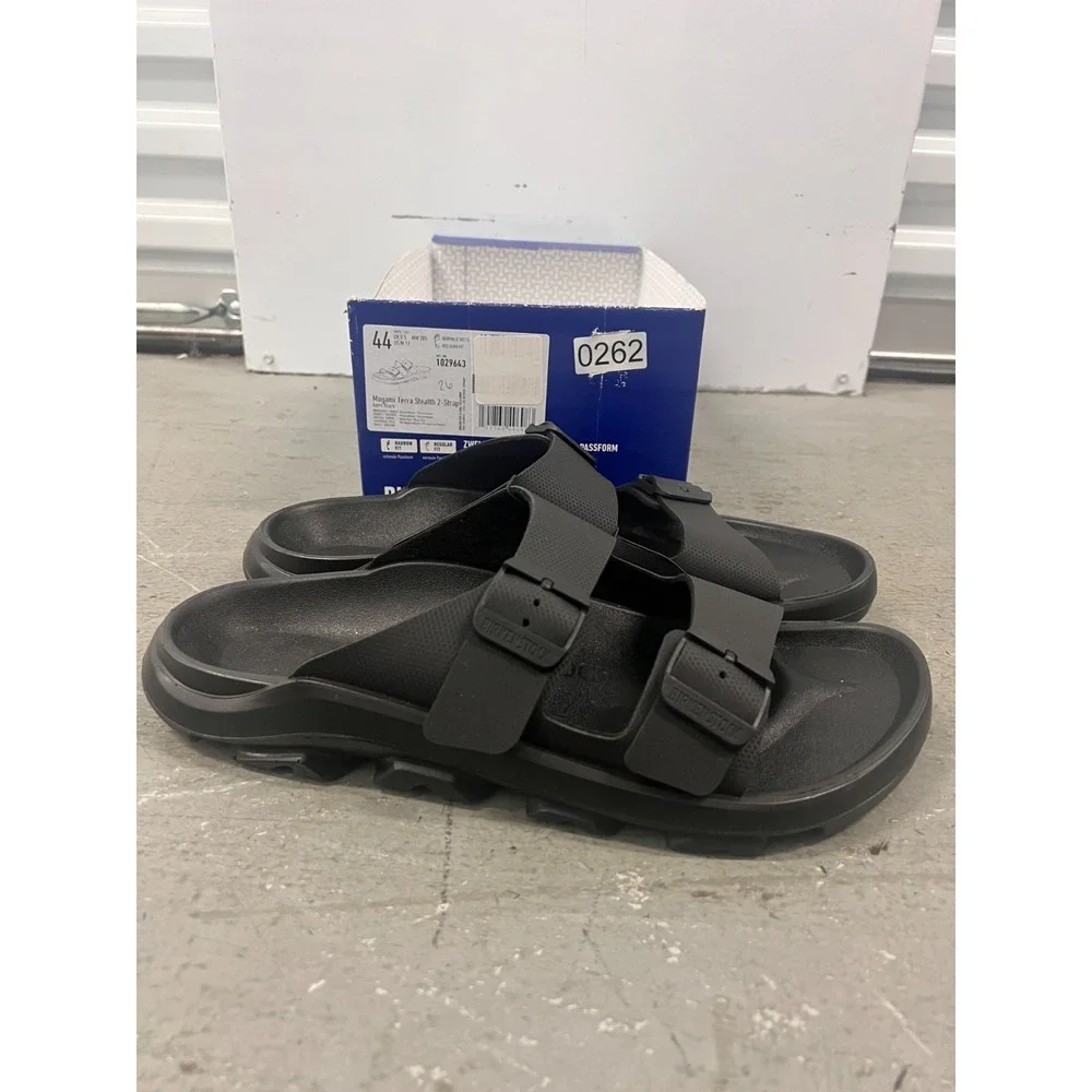 Birkenstock Mogami‎ Terra 1029643 Sandals Mens US 11 Black 2-Strap Comfort Slide